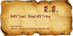 Rónai Boglárka névjegykártya